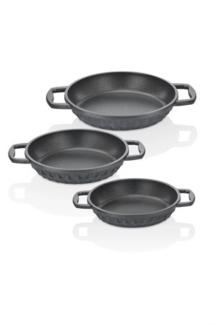 Taç Bella 3lü Granit Döküm Sahan Seti 18 - 20 - 22 cm 