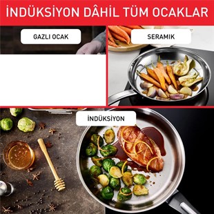 TEFAL Duetto İndüksiyon Tabanlı 8 Parça Çelik Tencere Seti 