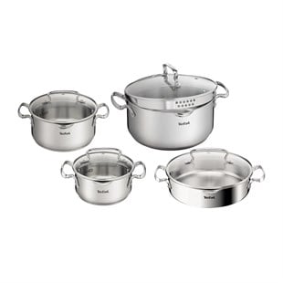 TEFAL Duetto İndüksiyon Tabanlı 8 Parça Çelik Tencere Seti 