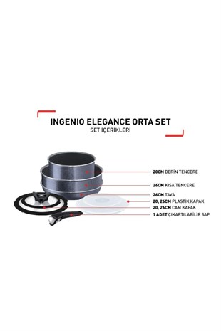 Tefal Ingenio Titanium Elegance Orta Tava ve Tencere Seti - 8 Parça 