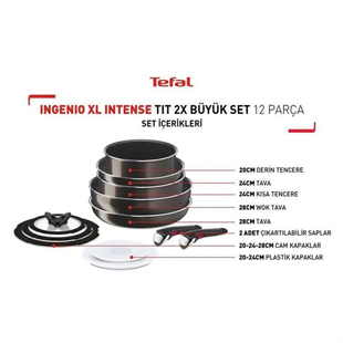 Tefal Ingenio XL Intense Titanyum 2X Büyük Set 12 Parça 