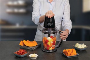Tefal MasterChop Powelix Maxi 4 Bıçaklı Siyah Rondo ve Doğrayıcı 