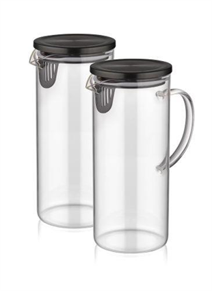 The Mia Borosilikat Cam Sürahi 2 Li Set 1300 Cc Siyah SSE0017 