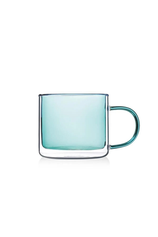 The Mia Çift Cidarlı Cam Kupa Yeşil 250 ml CAM0321 