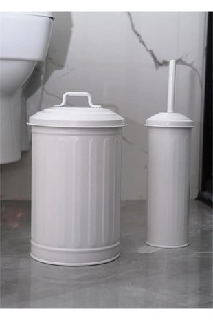The Mia Çöp Kovası & Tuvalet Fırçası Seti Beyaz MGL0060 