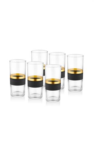 The Mia Glow Rakı Kadehi Siyah Gold 6lı Set GLW0008 