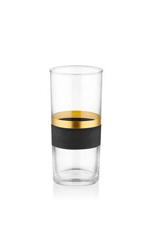 The Mia Glow Rakı Kadehi Siyah Gold 6lı Set GLW0008 