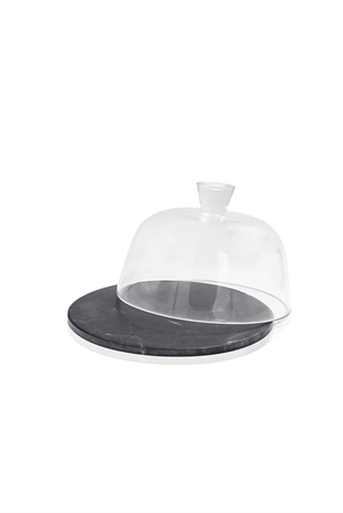 The Mia Marbre Mermer 25 Cm Siyah Cam Fanus Mer0008 