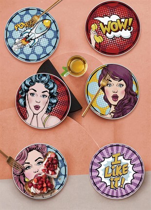 The Mia Popart Girls Pasta Tabağı 6 Lı Set 19 cm Pop049 