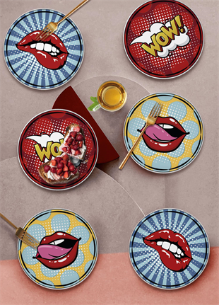 The Mia Popart Lips Pasta Tabağı 6 Lı Set 19 cm Pop050 