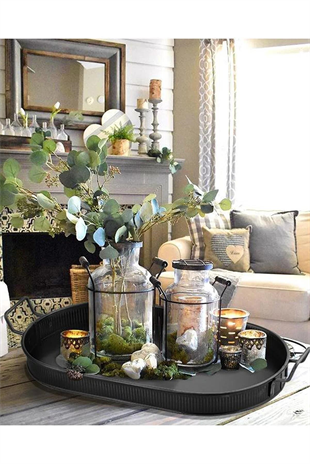 The Mia Tepsi Siyah 66x32 cm GLV0556 