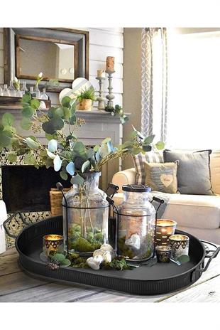 The Mia Tepsi Siyah 66x32 cm GLV0556 