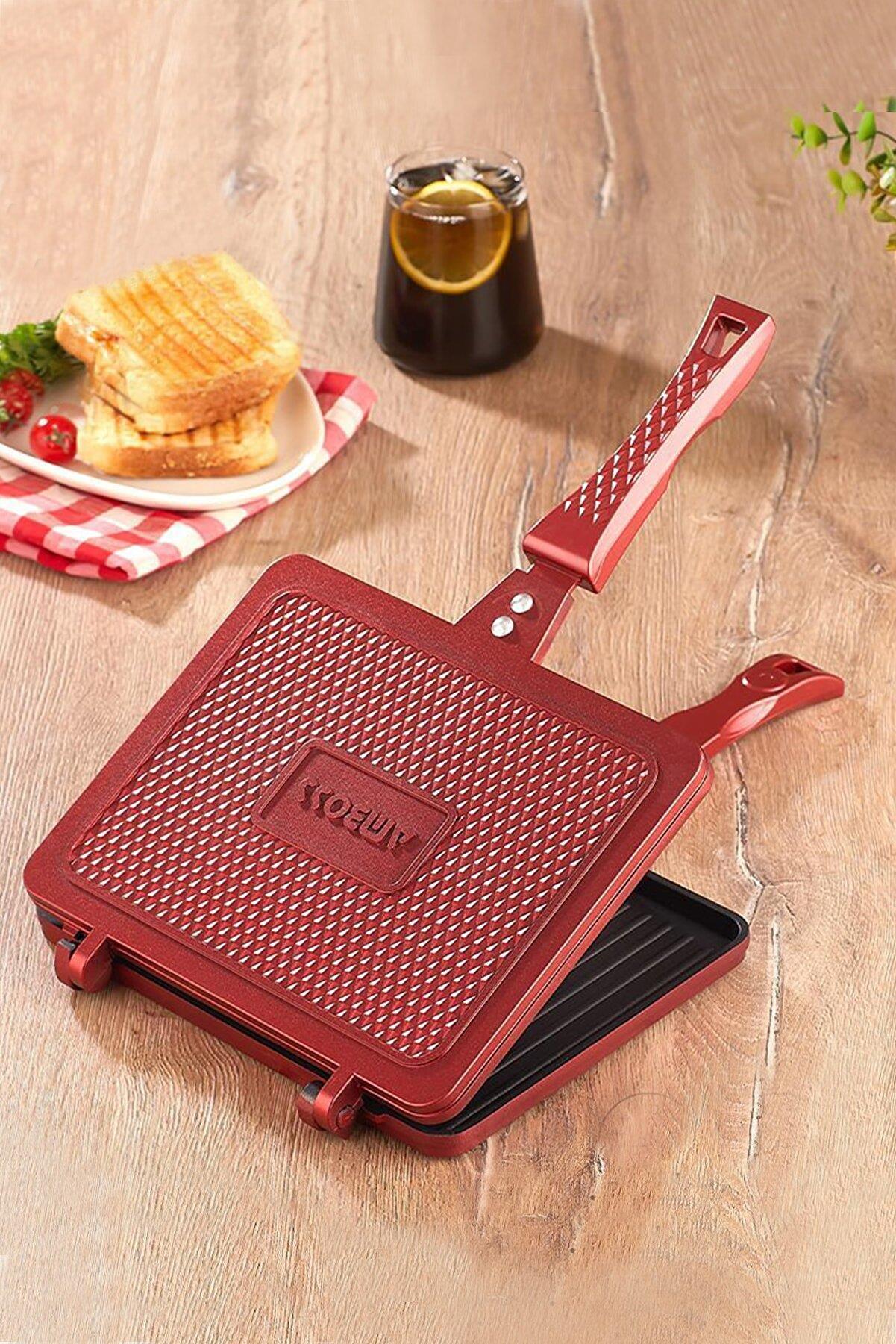Amboss Kuvars Ocak Üstü Döküm Bordo Tost Tavası KUV-0267 