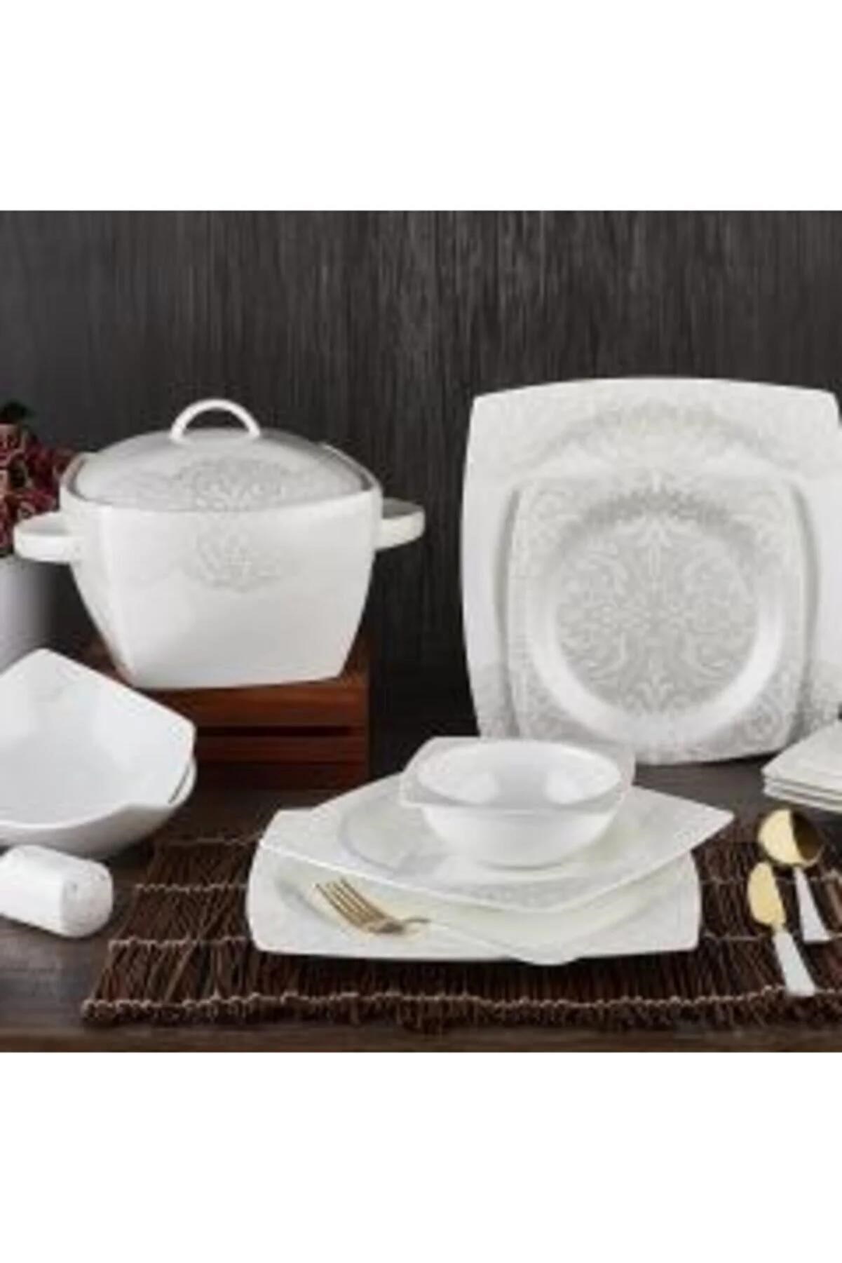 Aryıldız 45005 Bone Square 60 Parça Porselen Yemek Takımı 