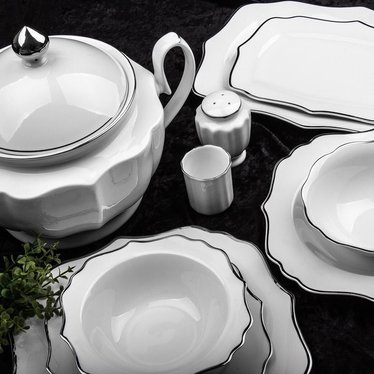 Aryıldız 60 Parça Silver Porselen Yemek Takımı 34001 