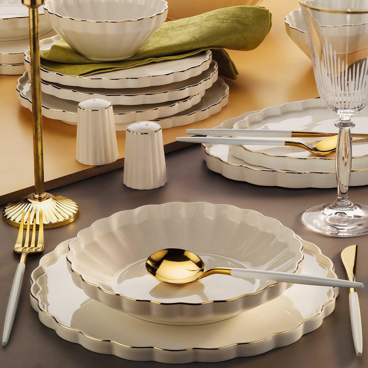 Aryıldız Ar250495 Margaret Gold 12 Kişilik 54 Parça Porselen Yemek Takımı 
