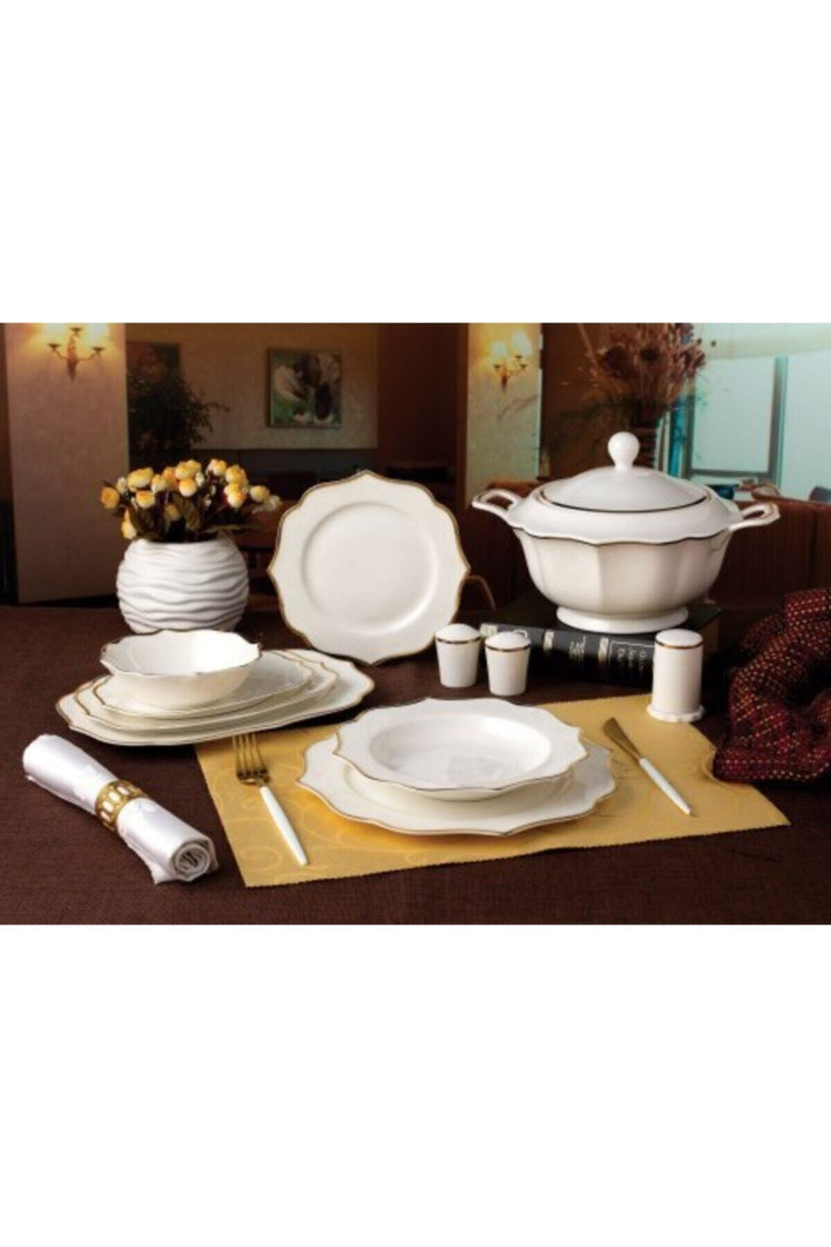 Aryıldız AR40017 60 Parça Prestige Bone Square Porselen Yemek Takımı 