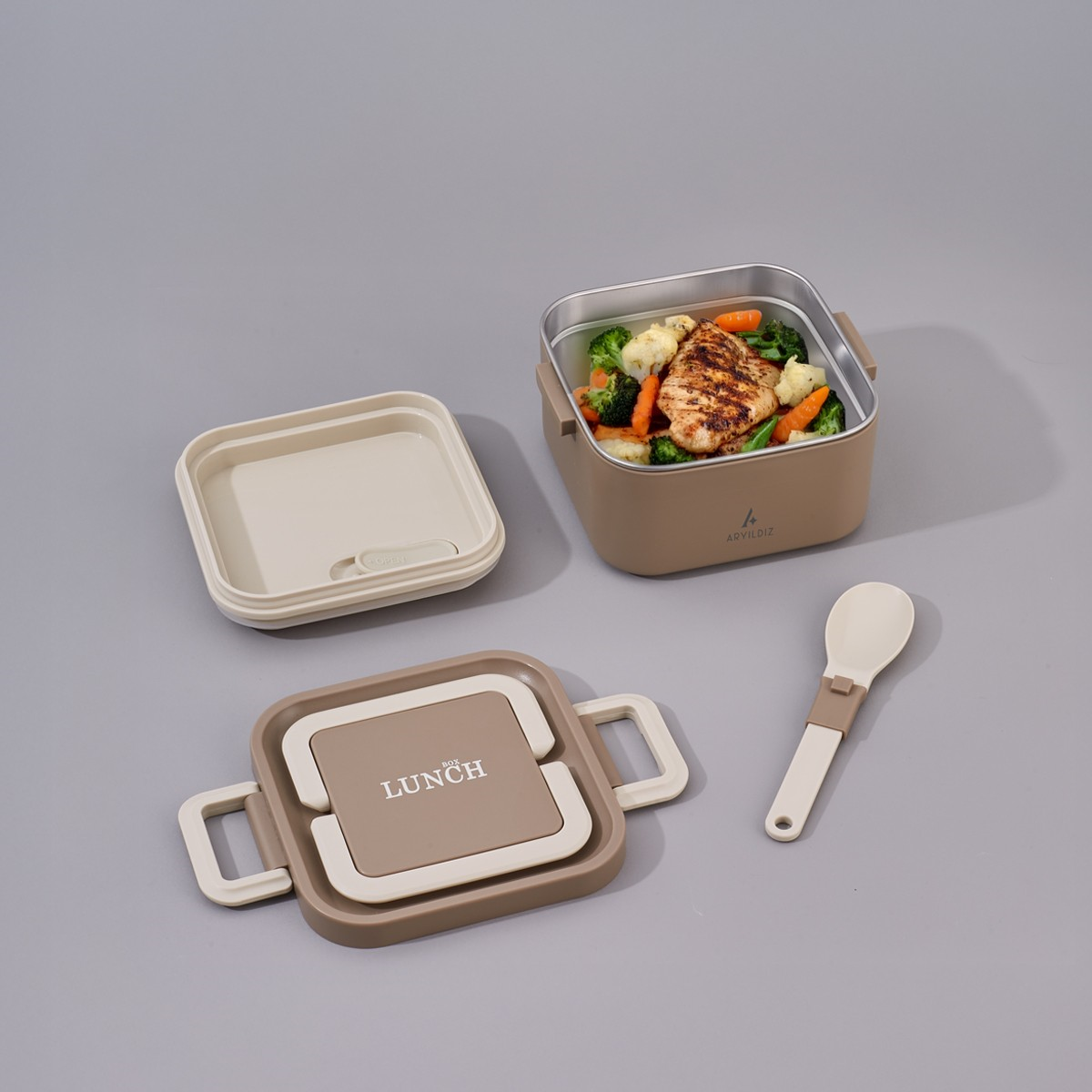 Aryıldız Bento Lunch Box Kare Yemek Termosu Haki 700 Ml Ar262092 