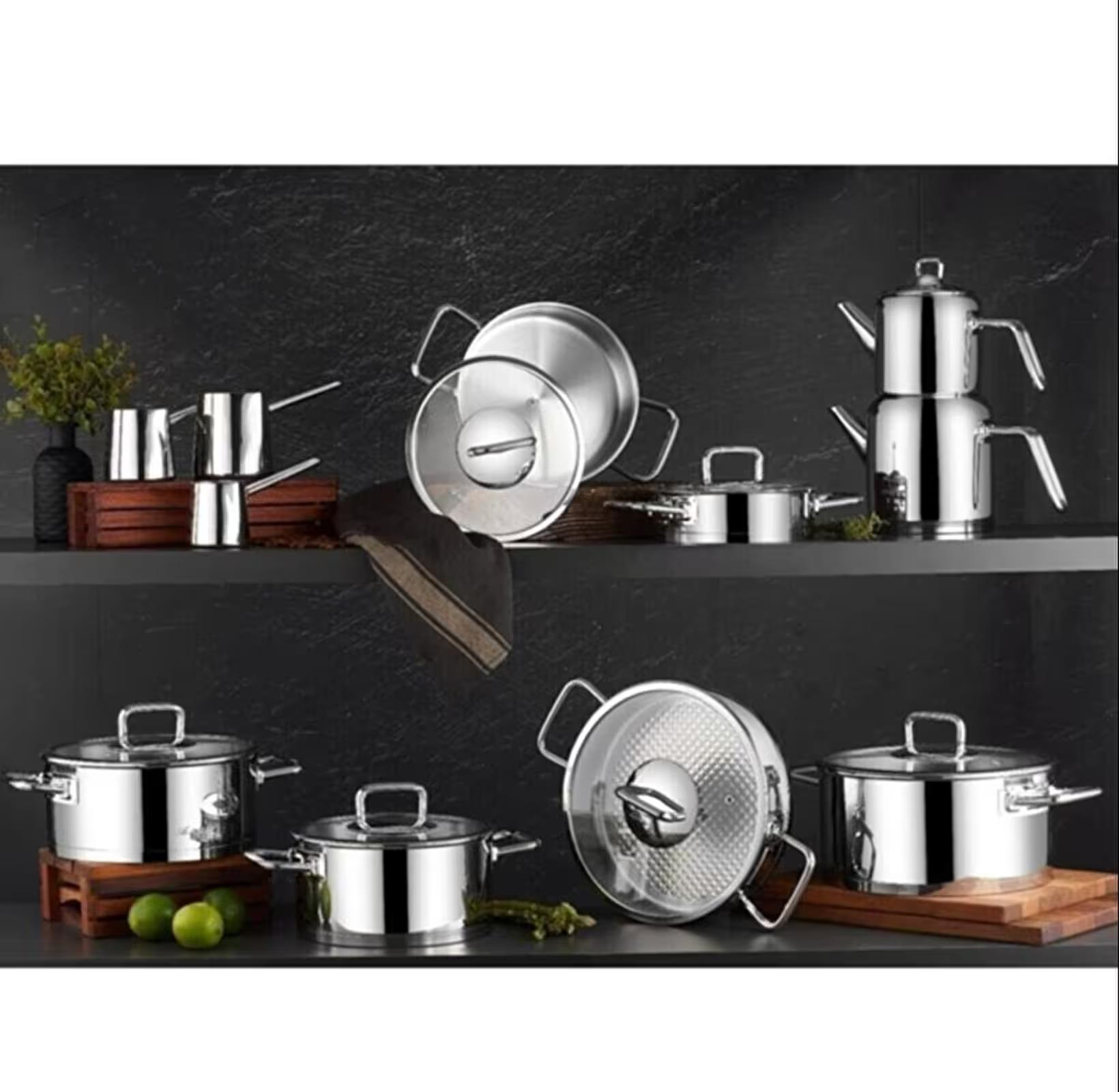 Aryıldız Vento Prestige Çizgili 20 Parça Ideal Çelik Çeyiz Tencere Set 