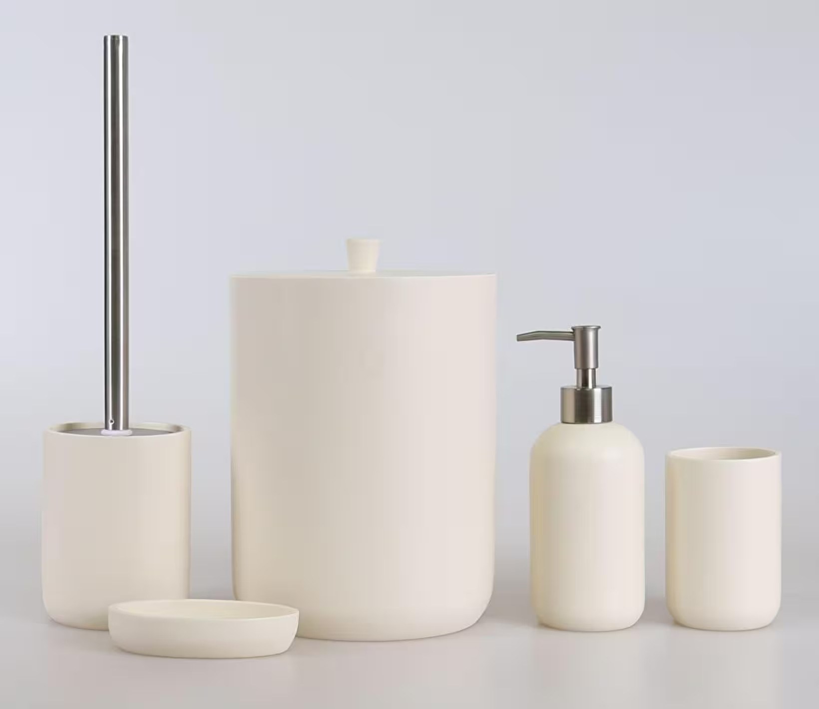 By Selim Elegance Krem 5 Parça Polyester Banyo Seti 