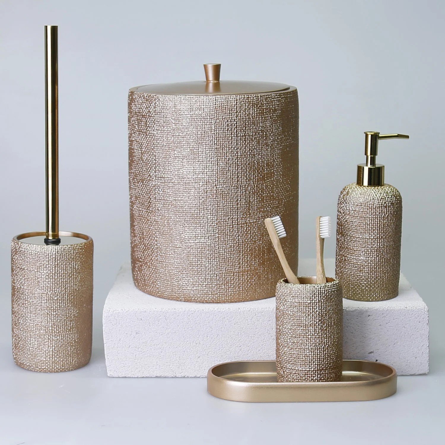 By Selim Natural Vizon 5 Parça Polyester Banyo Seti 