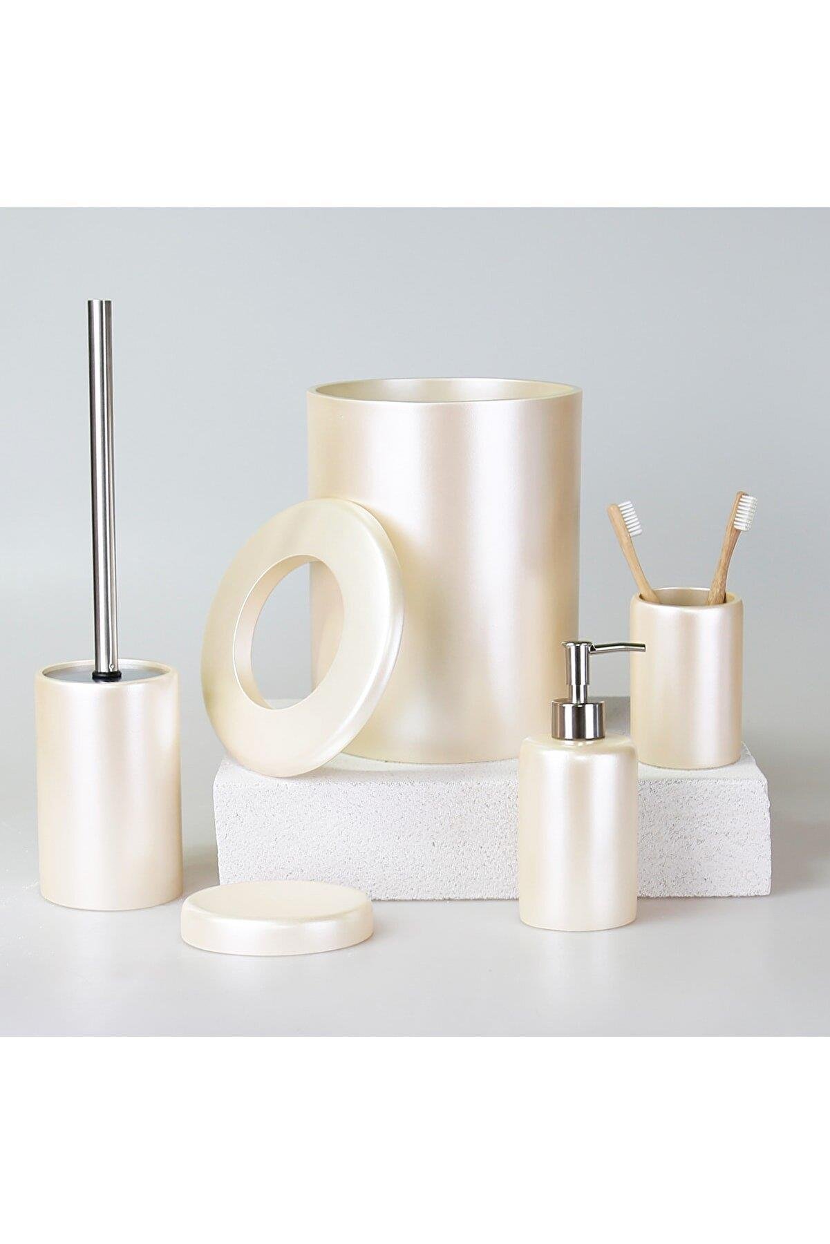 By Selim Victoria İnci 5 Parça Polyester Banyo Seti 