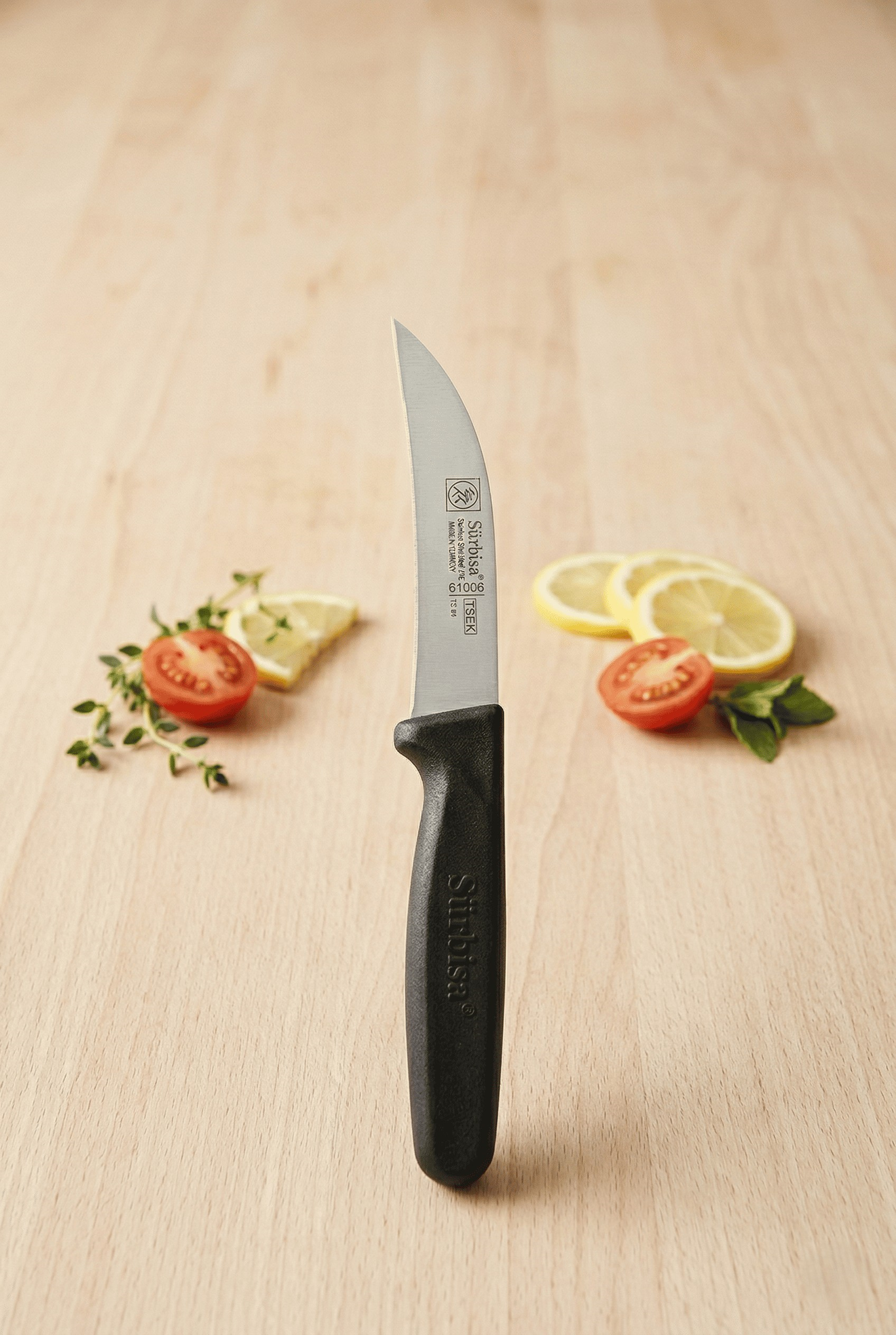 Dekor Sebze Mutfak Bıçağı Ucu Eğik Domates Soyma Sürmene Bıçağı 18 Cm Sürbisa 61006 