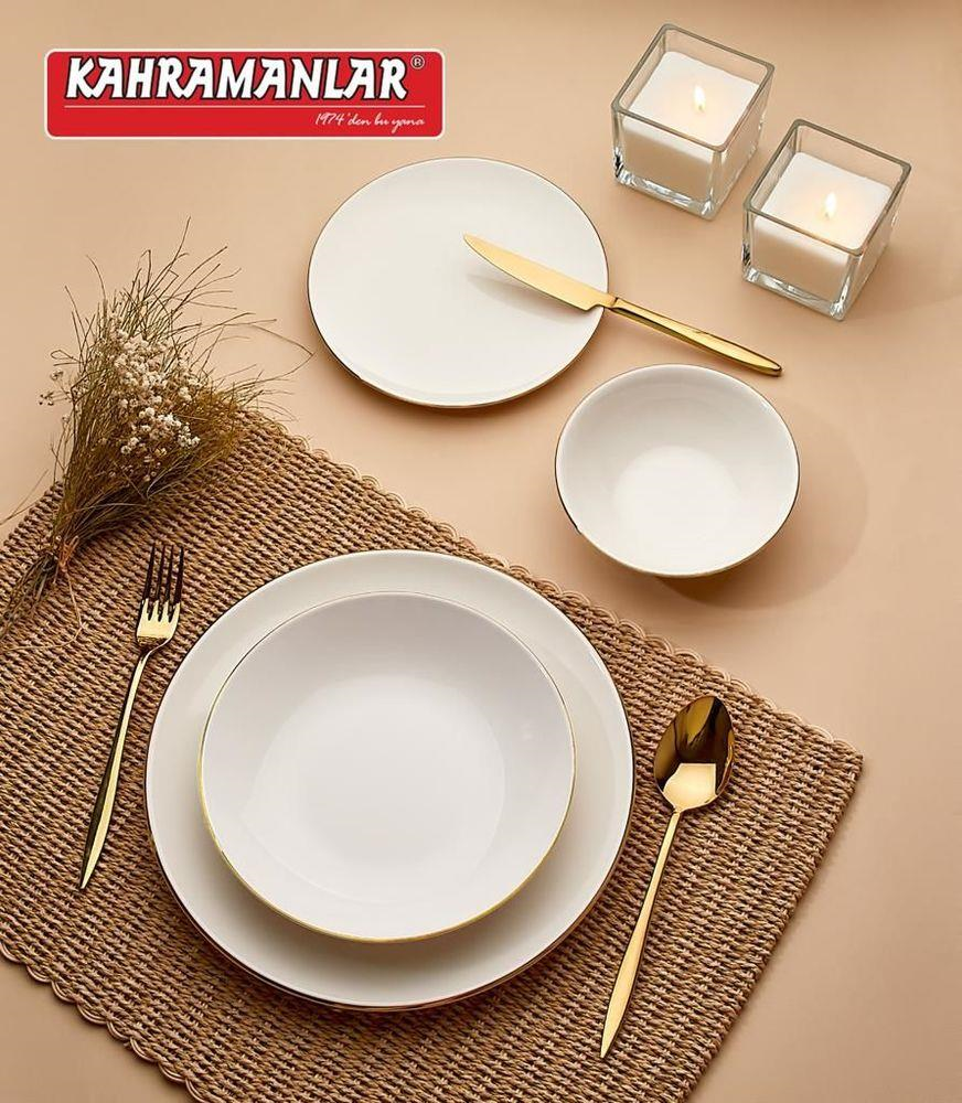 Kahramanlar Katre Sade 12 Kişilik 55 Parça Porselen Yemek Takımı 