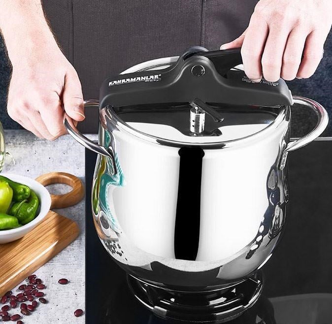 Kahramanlar Platin Güveç Düdüklü Tencere Siyah 5 Litre 