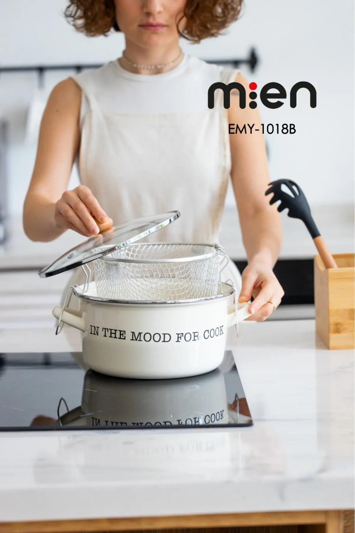Mien Emaye Kızartma Tenceresi 22 Cm Fildişi Emy1018b 