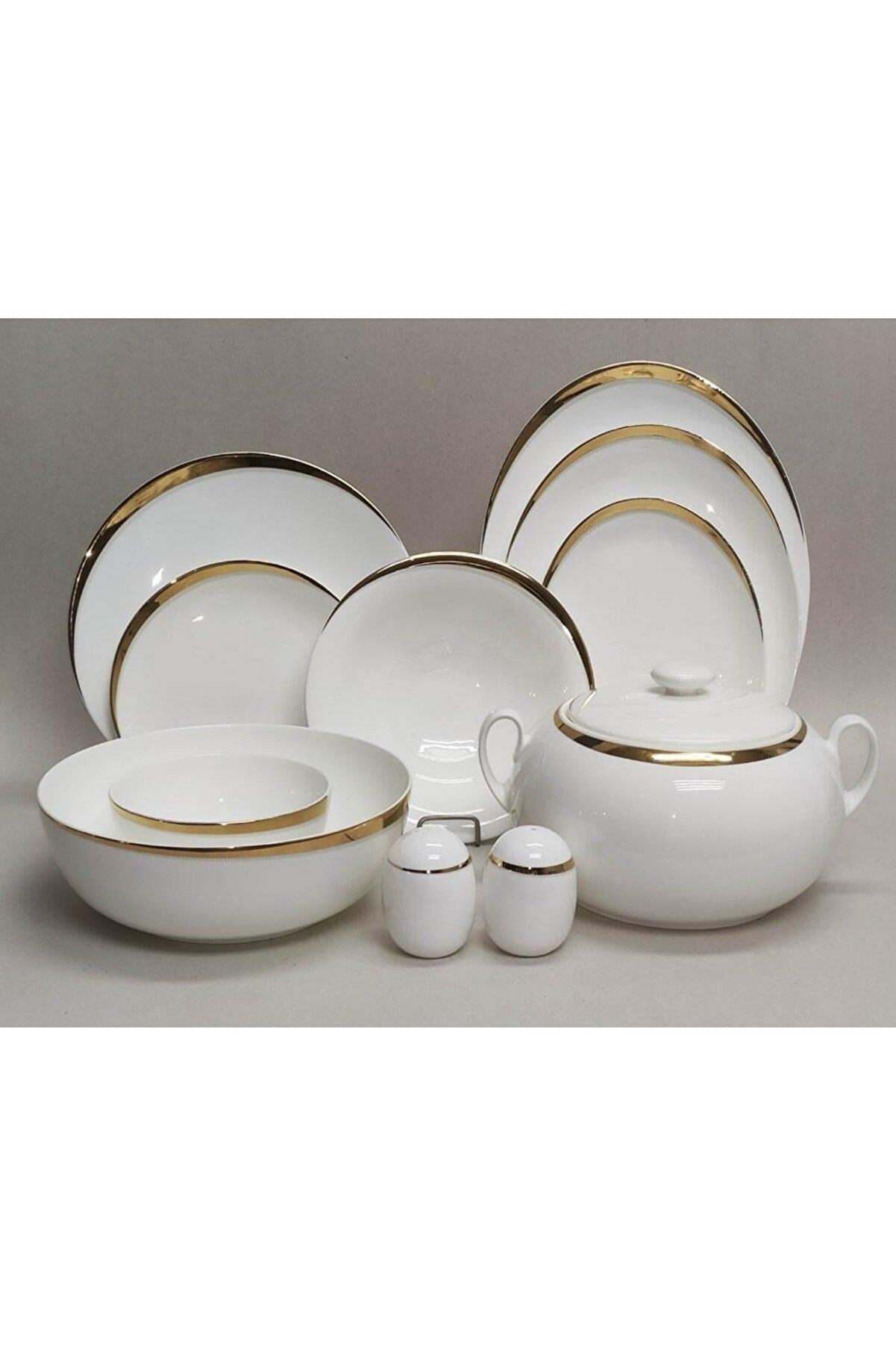 Monno Aron Gold 59 parça 12 Kişilik Yemek Takımı Bone China 