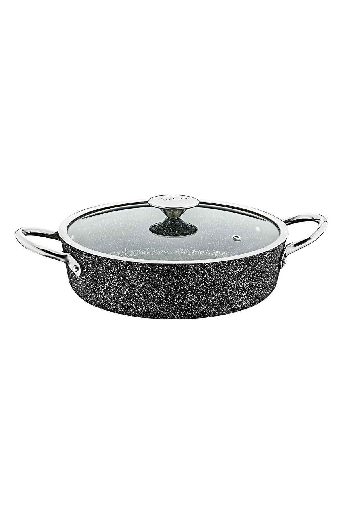 Oms 3316 Granit İndüksiyonlu Granit Karnıyarık Tenceresi 28 Cm Siyah 