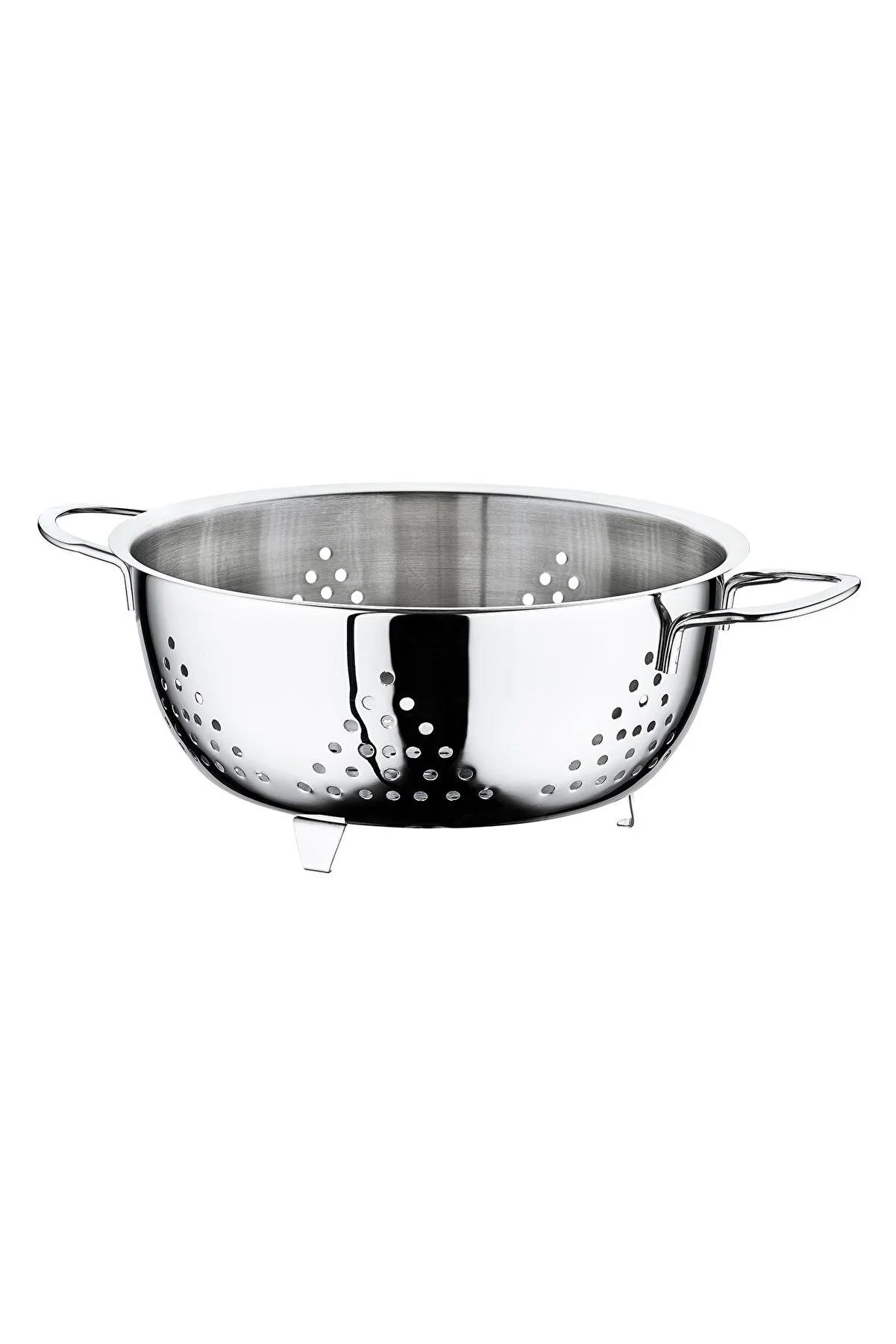 Oms 6081 Ayaklı Çelik Makarna Süzgeç 24 Cm 