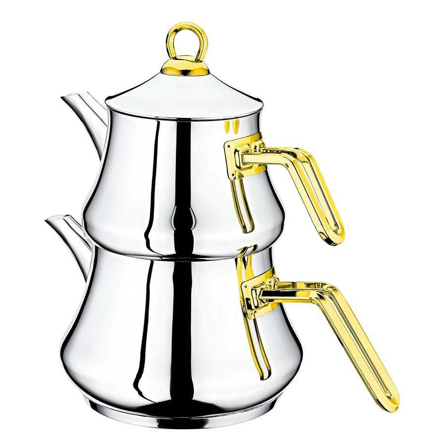 Oms Çelik Çaydanlık 8076 L Boy Gold Saplı 