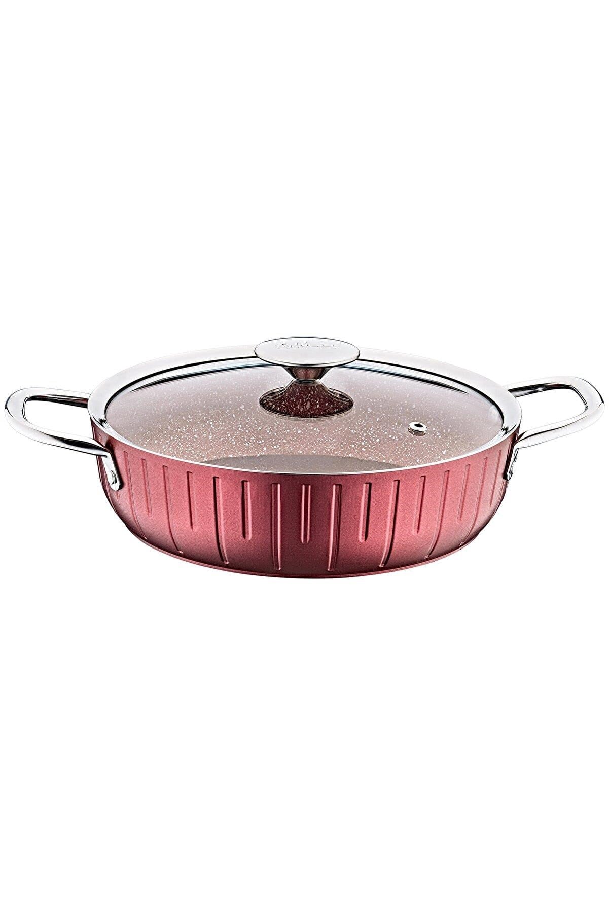 Oms Colonna 24 Cm Granit Basık Tencere Bordo 3318 