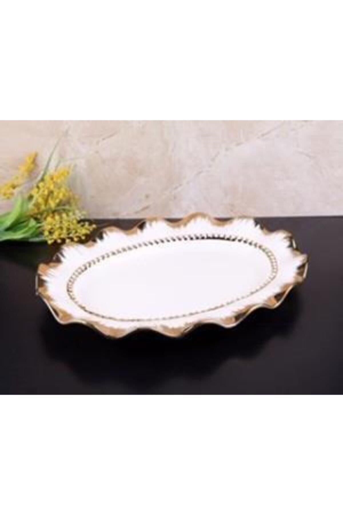 Roy King Avangarde Oval Sunum Tabağı Altın 38cm GBO 047 