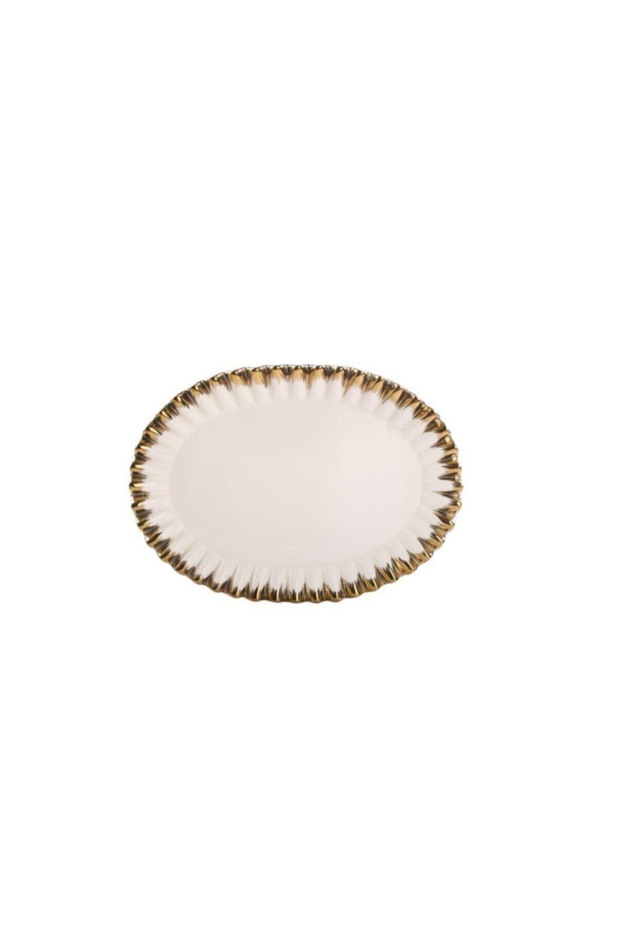 Roy King Daisy Oval 38cm Sunum Tabağı Altın GBO 130 