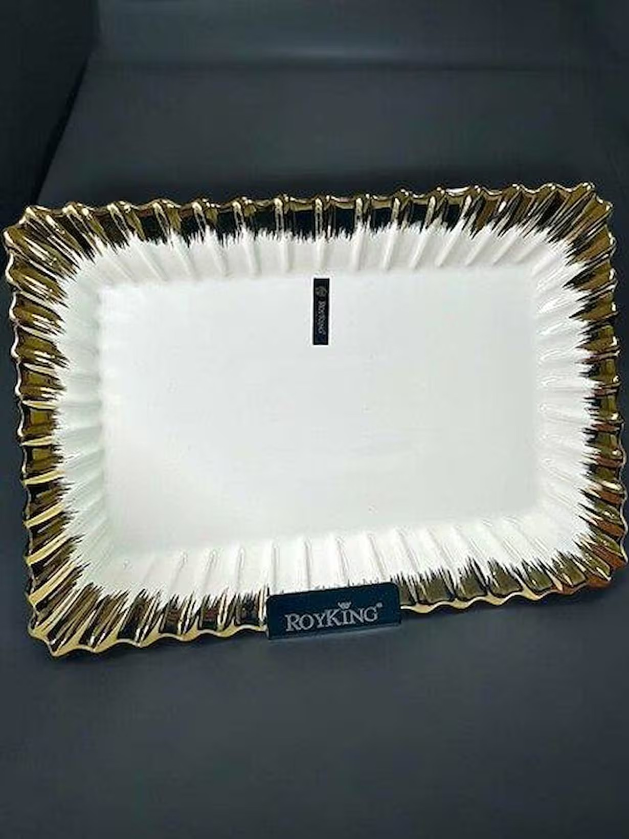 Roy King Line Gold Dikdörtgen Sunum Tabak 36x25 Cm Gbs003 