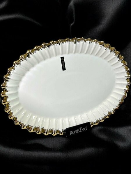 Roy King Line Gold Oval Sunum Tabak 39x27 Cm Gbs002 