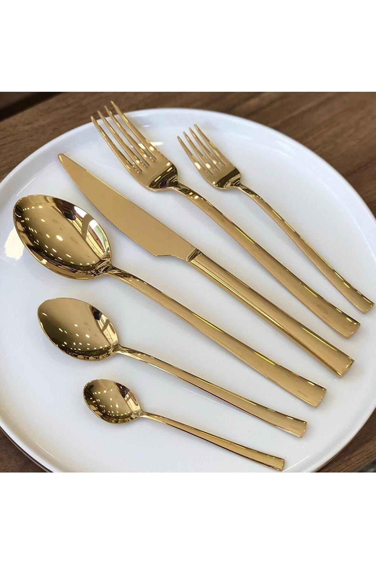 Roy King Mercan 36 Parça Parlak Gold Çatal Bıçak Kaşık Takımı Rsk003 