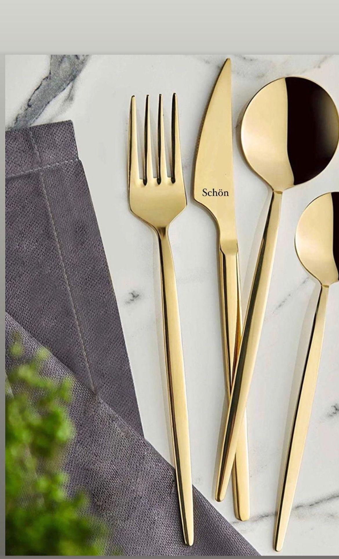 Schön Main 84 Parça Full Gold Çatal Bıçak Takımı 