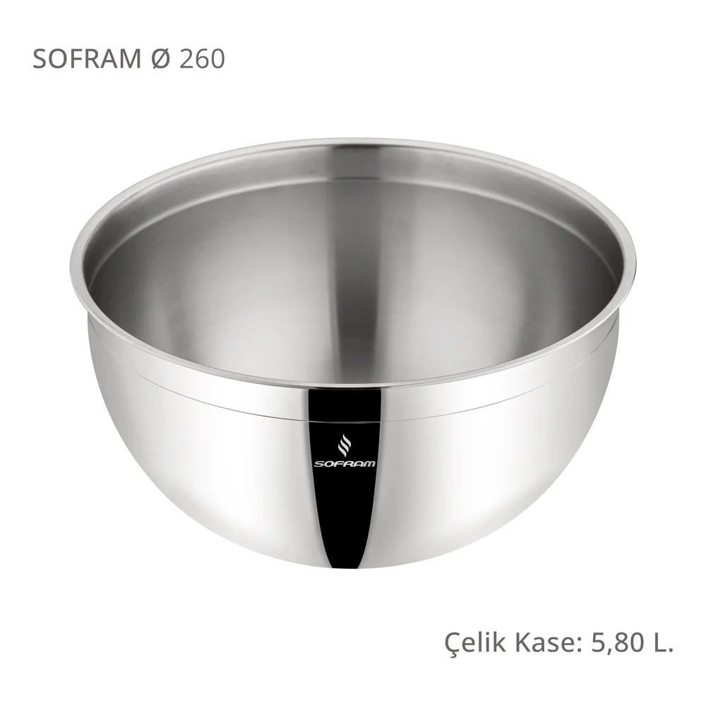Sofram Çelik Derin Karıştırma Kabı Kase 26 Cm 5,80 Litre 