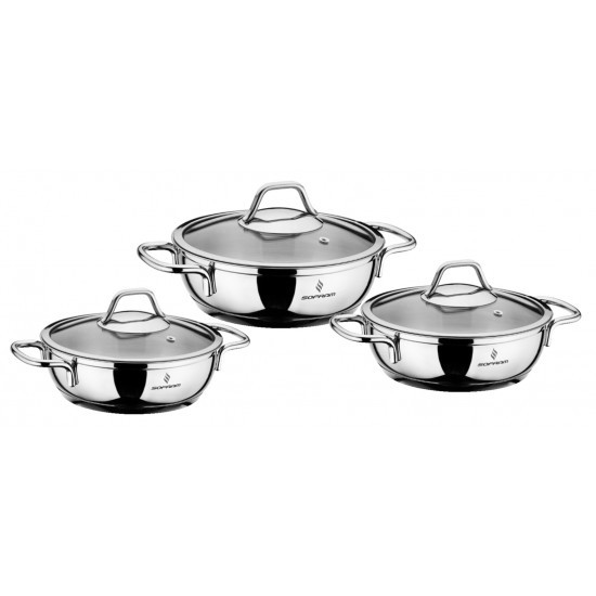 Sofram Soft Omlet Sahan Set 6 Parça Paslanmaz Çelik Cam Kapak 