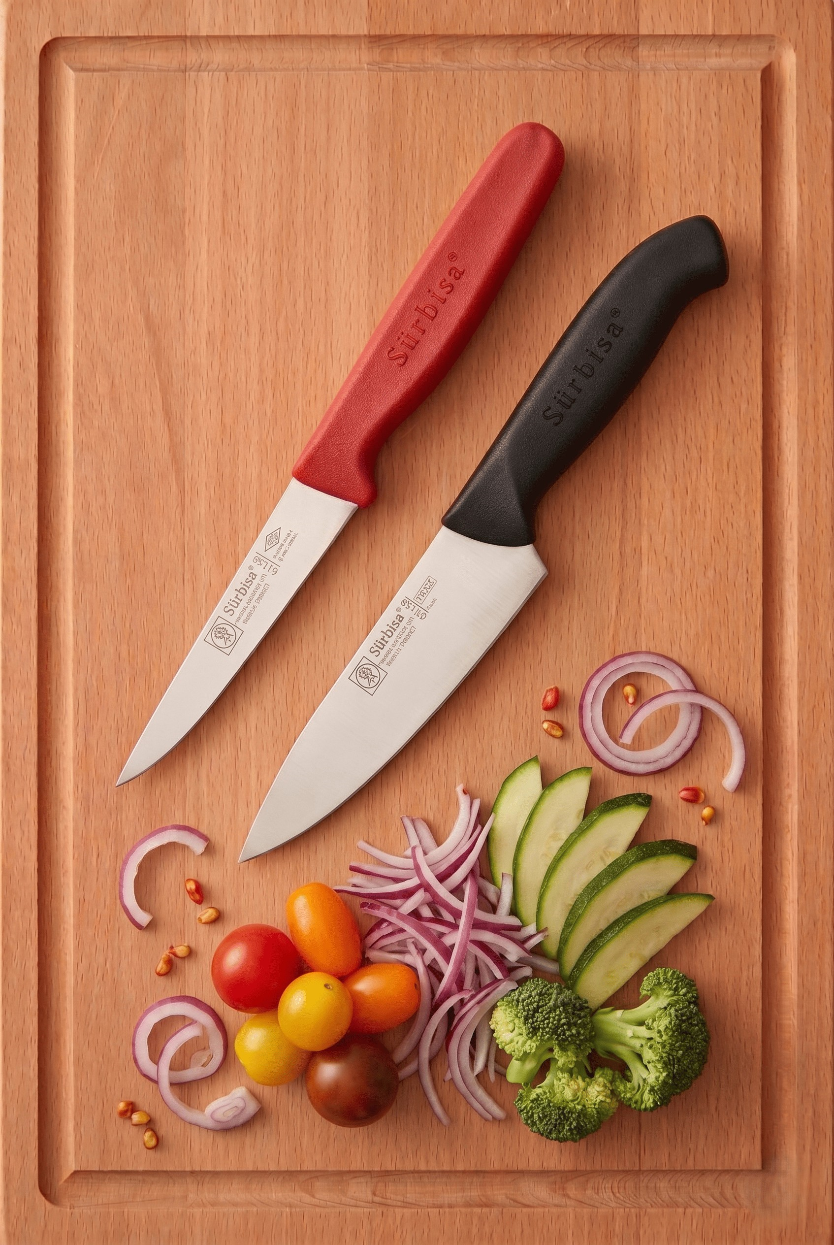 Sürmene 2'li Mutfak Bıçak Seti Sebze ve Şef Bıçağı Sürbisa Fırtına İdeal Set 61170 61004 
