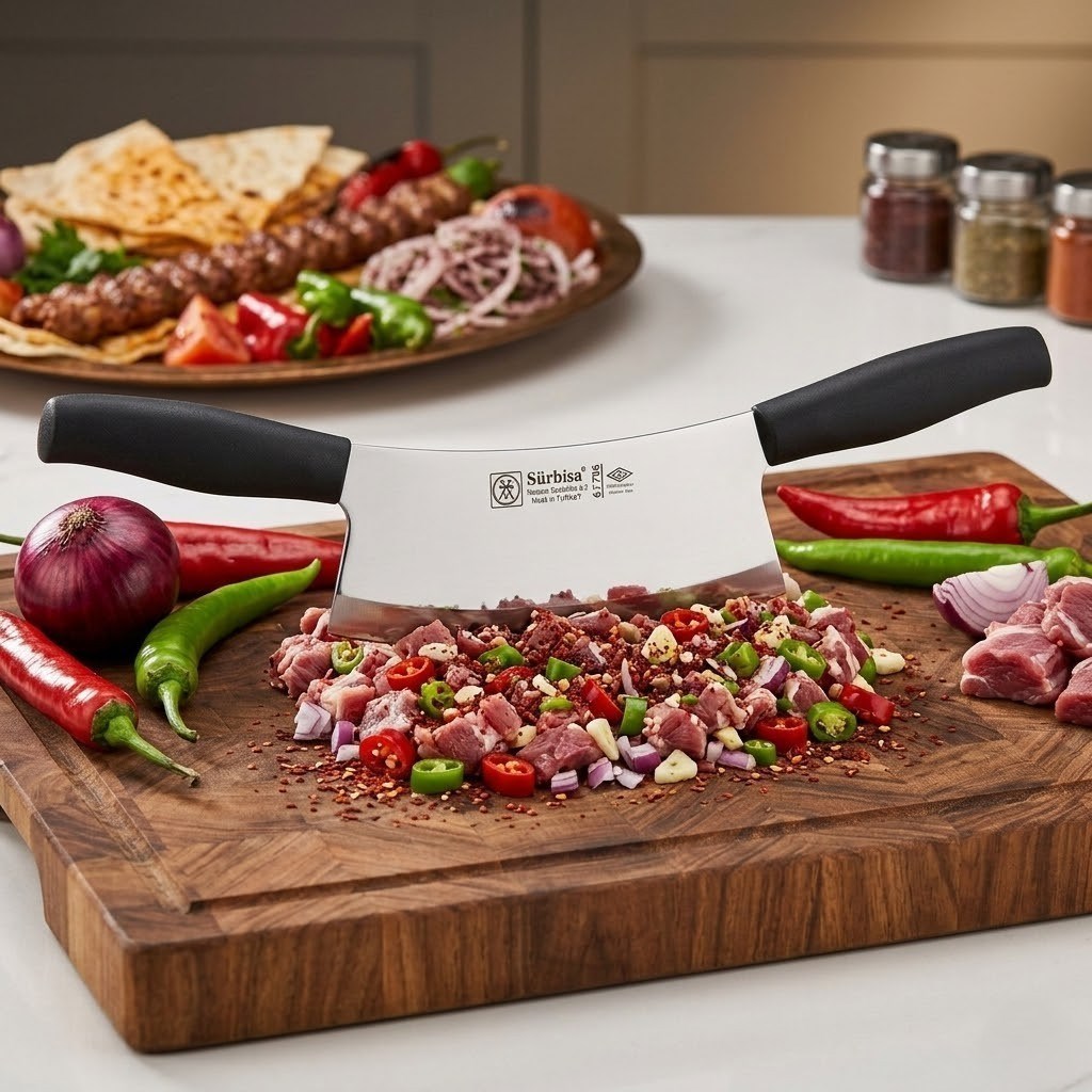 Sürmene Kasap Zırh Bıçağı 33 cm Et Kıyma Ezme Satırı Kurban ve Pizza Satır Bıçağı Sürbisa 61706 
