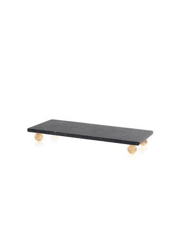 The Mia Marbre Mermer Boncuk Ayaklı Servis 30x15 Cm Siyah MER0018 