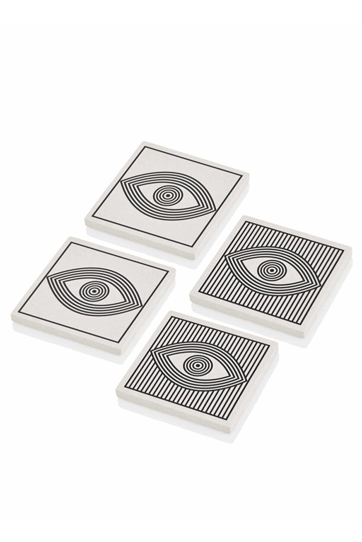 The Mia Taş Bardak Altlığı Eye 4lü Set Brk0076 