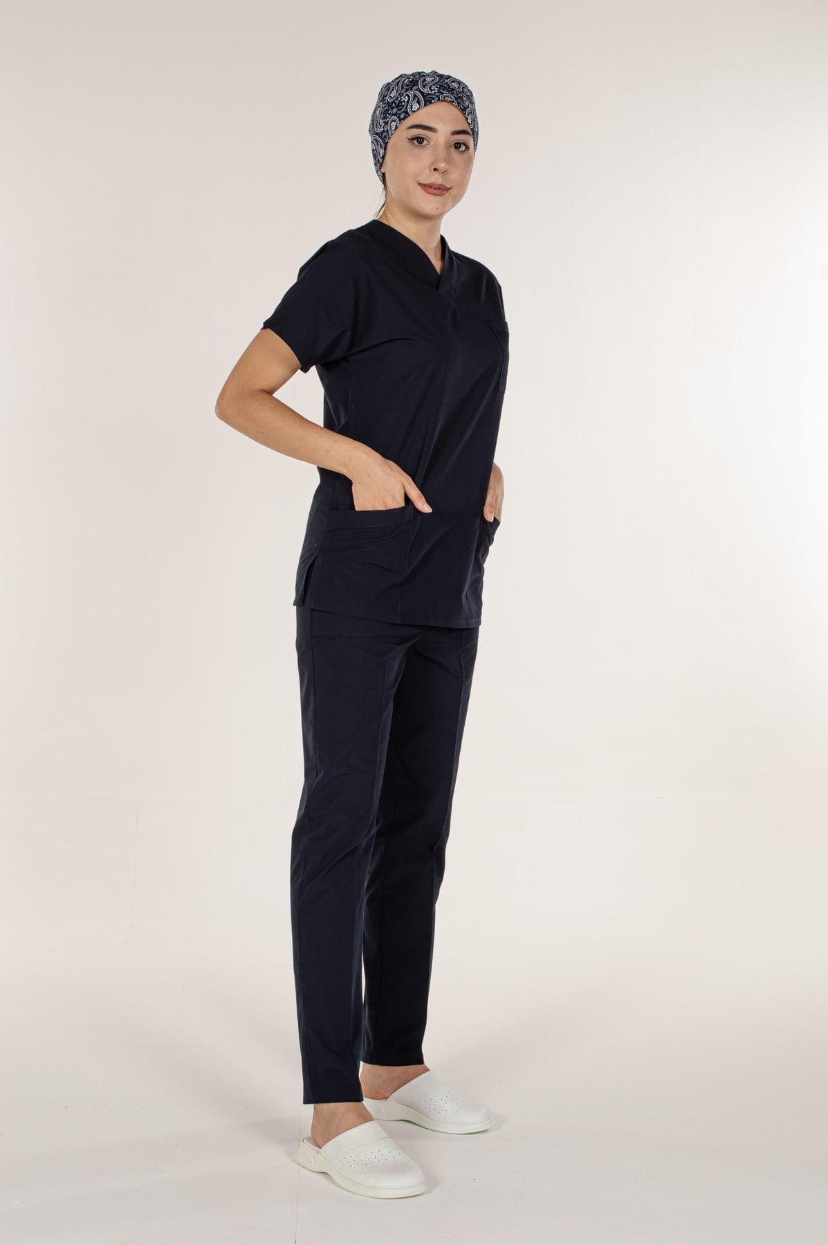 Lacivert Medikal Doktor Hemşire Scrubs Pantolon