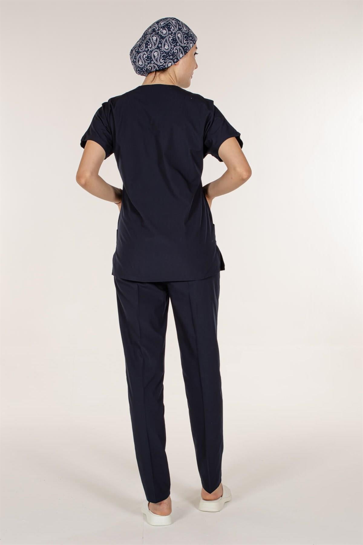 Lacivert Medikal Doktor Hemşire Scrubs Pantolon