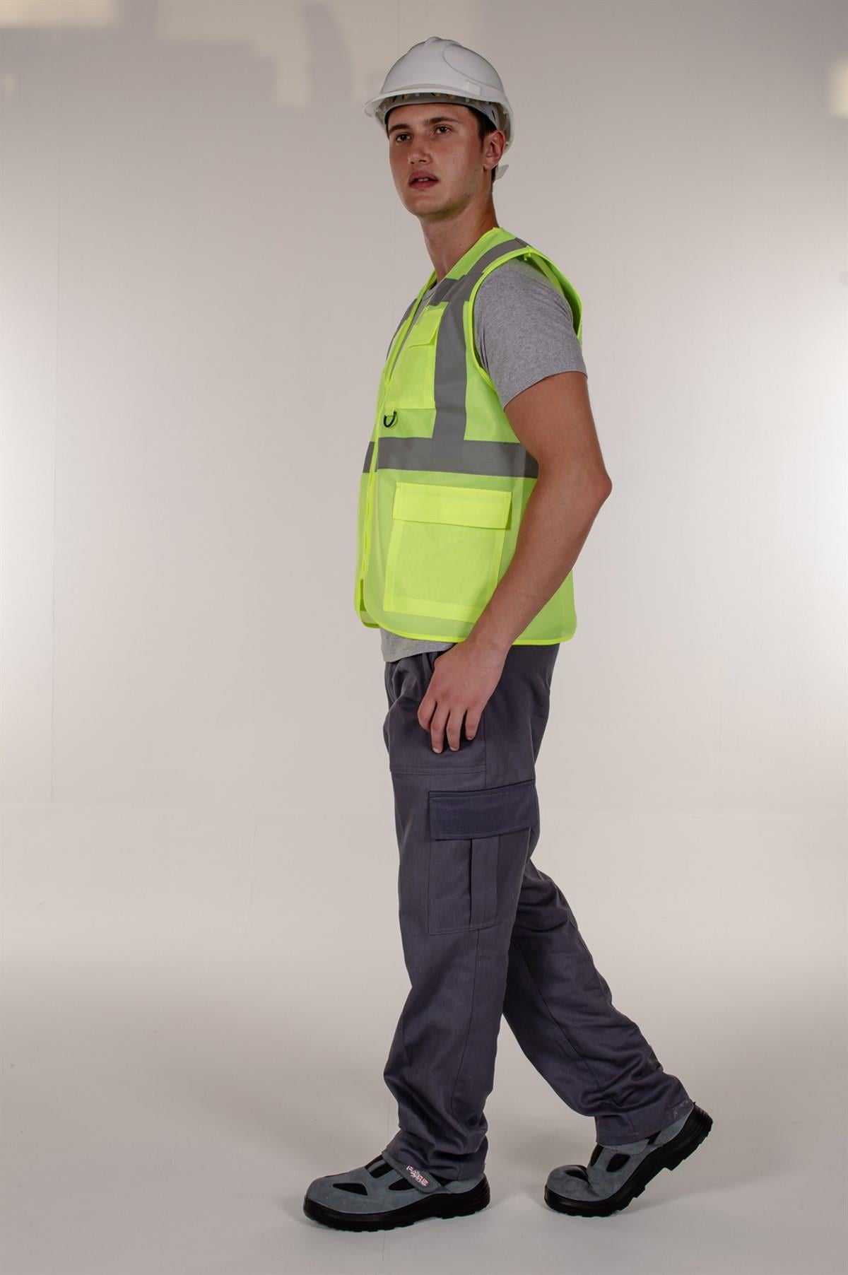 Yeşil Fosforlu Ve Reflektörlü Mühendis İkaz Yelek